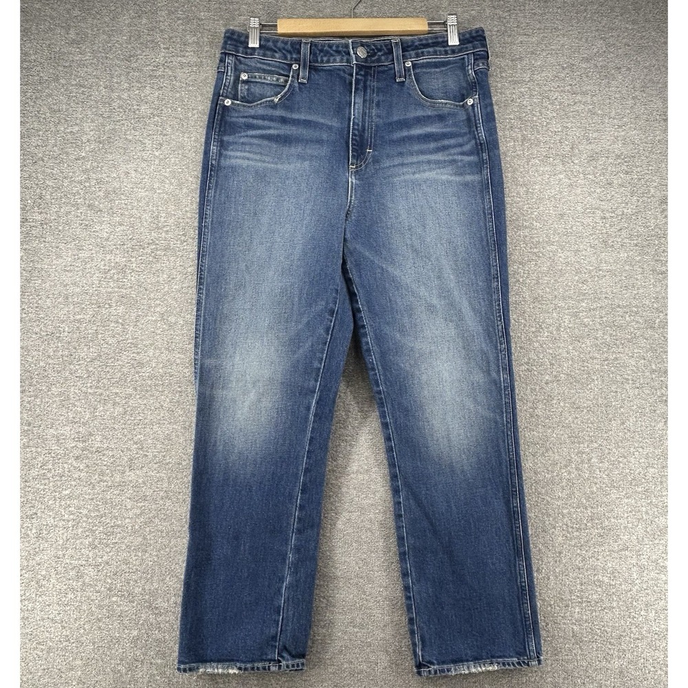 AMO Chloe Crop Jeans Women Size 32 Blue Denim Casual Made USA